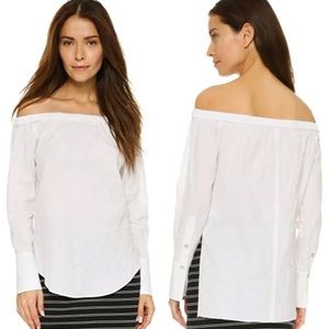 Rag & Bone Greta off shoulder white linen top size XS